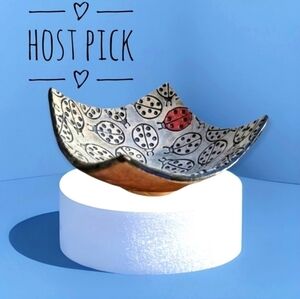 Stoneware Curved Square Ladybug Catch All Table Bowl Dish HOST PICK